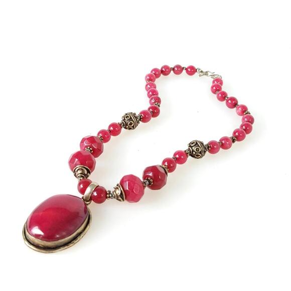 Jewelry - India Tibetan Vintage Necklace Ruby Red Artisan Bohemian